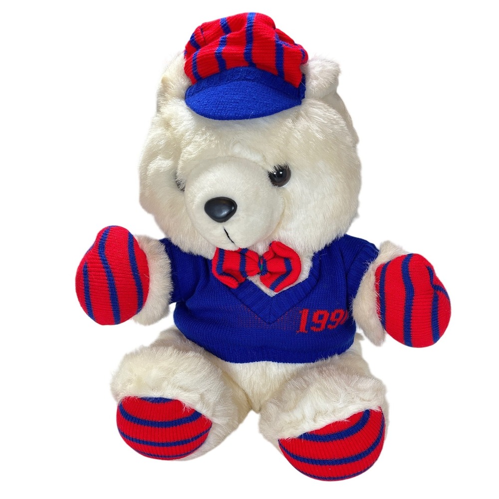 Vintage 1990 Dan Dee Santas Club K-Mart Plush Teddy Bear White Blue Red 18in